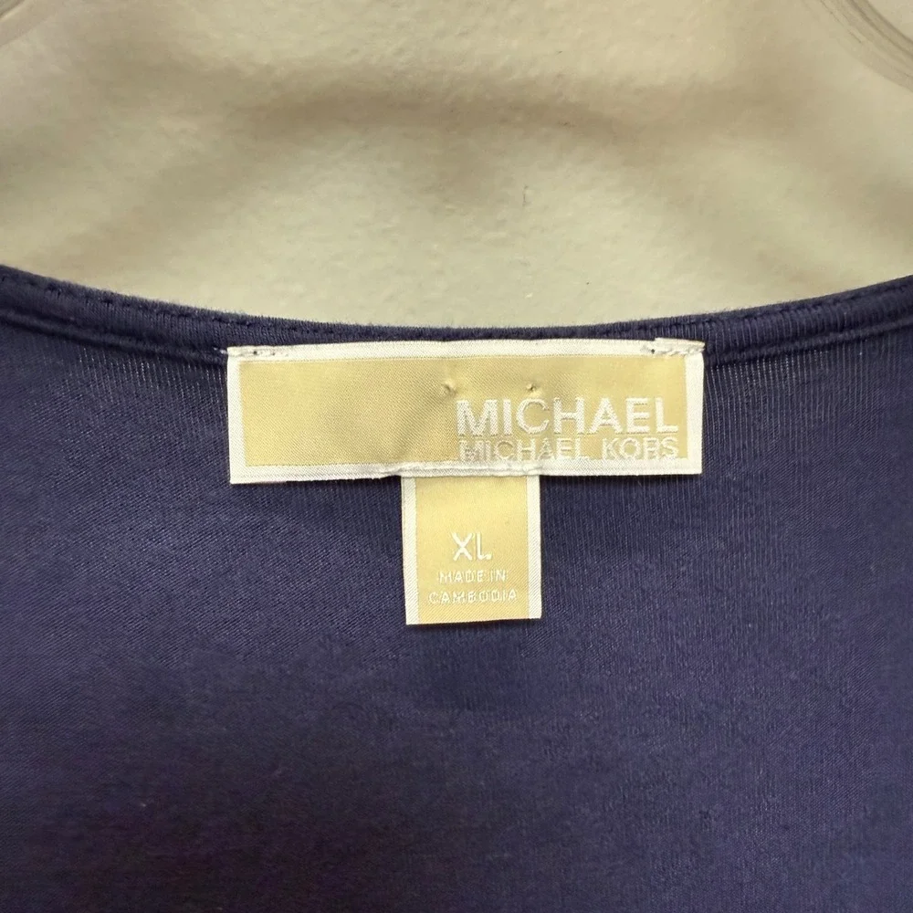 Michael Kors Sleeveless Top Women XL Navy Blue Excellent Layered High-Low V-Neck